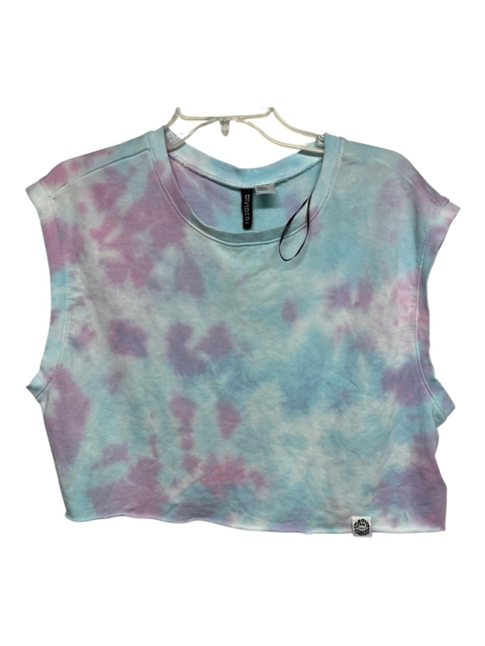 Divided Tie-Dye Crop Top Blue and Pink, NWT Casual Trendy Tee Size L